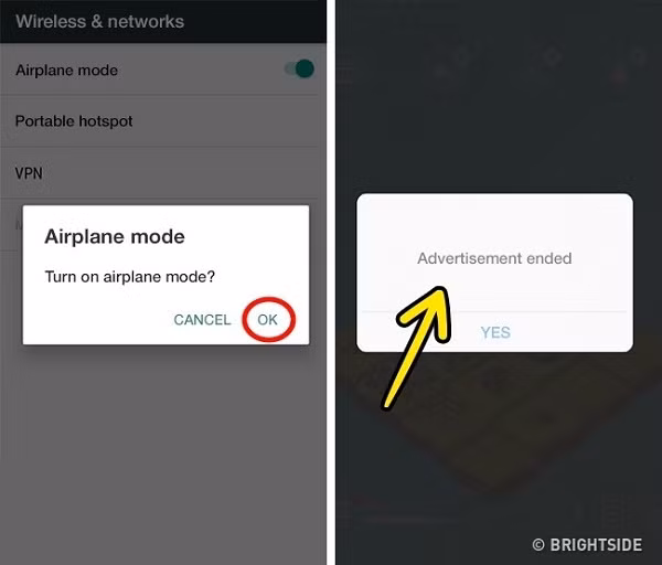 Sử dụng điện thoại ở chế độ máy bay, sẽ không còn bất cứ pop-up nào. Sử dụng điện thoại ở chế độ máy bay, sẽ không còn bất cứ pop-up nào.
