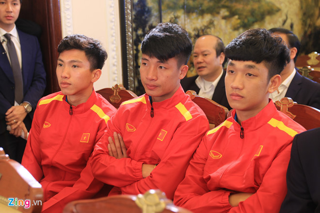 Một số cầu thủ U23 Việt Nam có mặt tại buổi lễ. Ảnh: Hiếu Công.