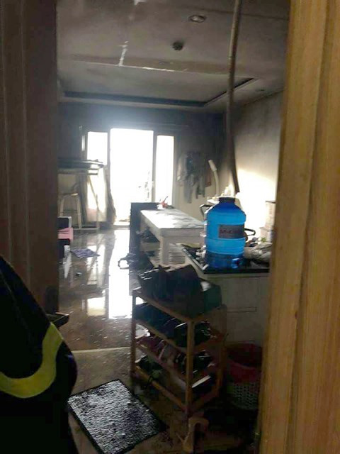 Hiện trường bên trong căn hộ bị cháy tại chung cư I-Home.