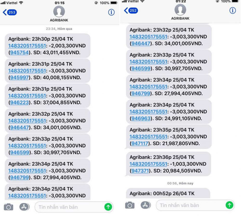 Tài khoản chị Huyên bị rút 24 triệu đồng trong vòng vỏn vẹn 6 phút.