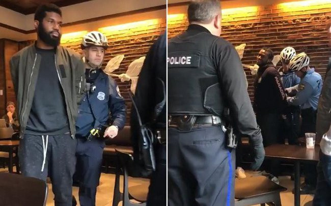 Hiện trường bắt giữ bị cáo tại Starbucks. Ảnh: Black Christian News Network.