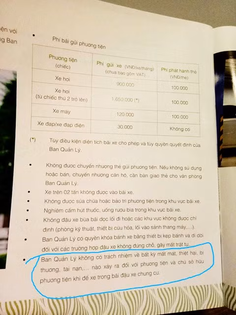 Điều khoản vô lý của ban quản lý toà nhà chung cư Opal Riverside đưa ra.