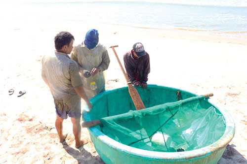 Ngư dân thị trấn Phan Rí Cửa sửa soạn cho 1 chuyến đi săn tôm hùm nhí.