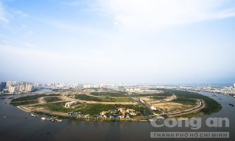 Toàn cảnh khu đô thị mới Thủ Thiêm nhìn từ trên cao.
