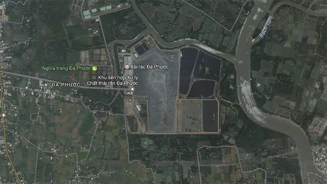 Vị trí bãi rác đa phước. Ảnh: Google Maps.