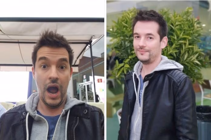 Ảnh selfie (bên trái) và ảnh chụp bằng camera bởi Galaxy S9+ (bên phải). Ảnh selfie (bên trái) và ảnh chụp bằng camera bởi Galaxy S9+ (bên phải).