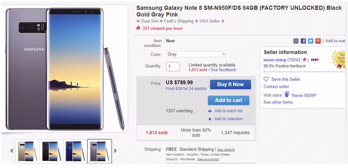 Samsung Galaxy Note 8 phiên bản 2 SIM, giá dưới 800 USD gây sốt Samsung Galaxy Note 8 phien ban 2 SIM, gia duoi 800 USD gay sot