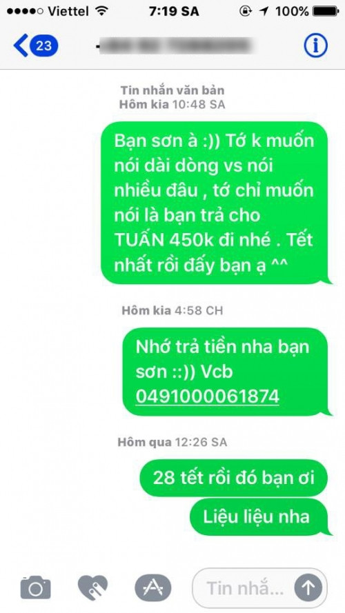 Gửi hẳn số tài khoản rồi mà vẫn không thấy tiền đâu.