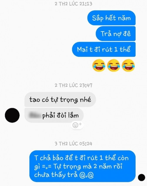 Con nợ có tự trọng mà 2 năm chưa trả nợ!