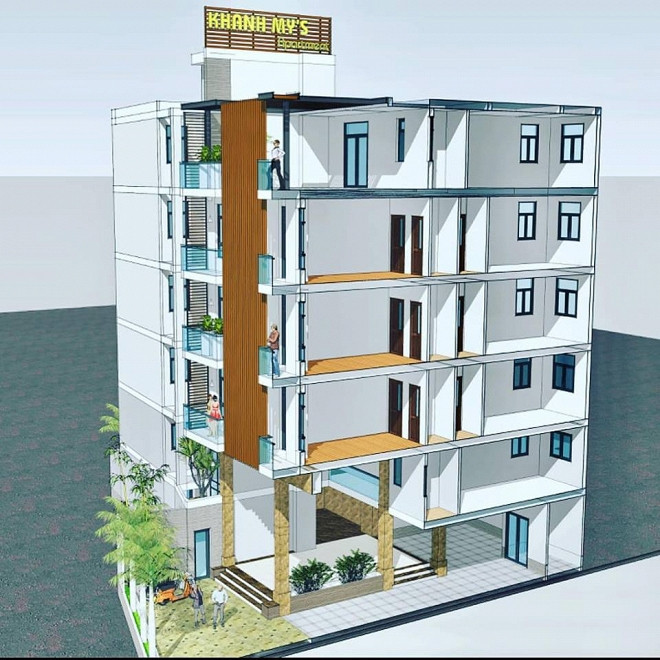 Công trình tòa nhà cao tầng đồ sộ với rất nhiều phòng ốc sẽ được cho thuê sau khi hoàn thành.