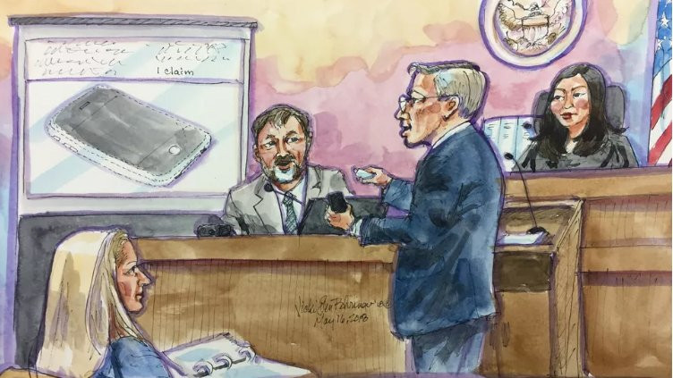 Cuộc chiến pháp lý bản quyền công nghệ giai dẳng giữa Apple và Samsung.