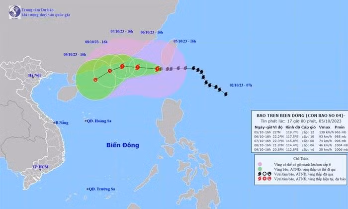 Bao Koinu vao Bien Dong tro thanh con bao so 4