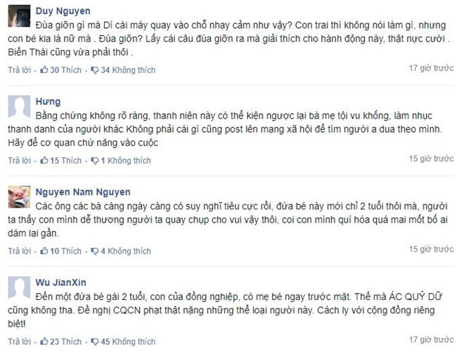 Độc giả đưa ra ý kiến trái chiều về việc người mẹ tố nam đồng nghiệp chụp lén vùng kín bé 2 tuổi. Ảnh chụp màn hình.