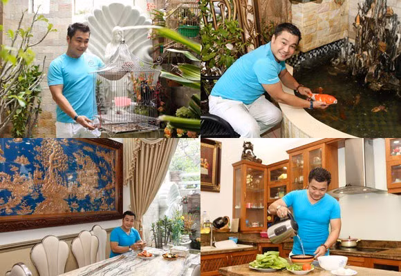 Khoảng sân trước nhà, Lý Hùng trồng cây, nuôi chim và cá