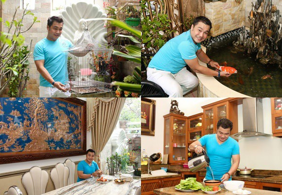 "Đột nhập" biệt thự xa hoa, rộng mênh mông của diễn viên Lý Hùng - Hình 12 Khoảng sân trước nhà, Lý Hùng trồng cây, nuôi chim và cá