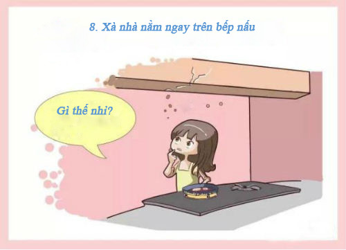 Bếp nấu không nên đặt ngay dưới xà nhà vì chúng sẽ khiến bạn căng thẳng khi nấu ăn và mang lại những năng lượng xấu cho món ăn, gây ảnh hưởng đến sức khỏe.