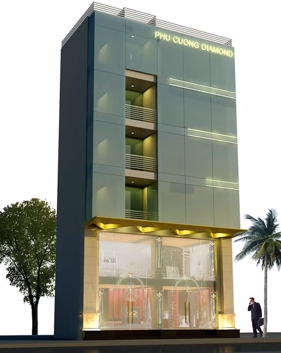 Được thành lập từ năm 2000, công ty CP thương mại Phú Cường cung cấp đồ trang sức đắt tiền tại Hà Nội. Đây cũng là nơi cung cấp các loại kim cương thiên nhiên kiểm định quốc tế GIA. Ảnh phối cảnh quy mô cửa hàng Phú Cường.
