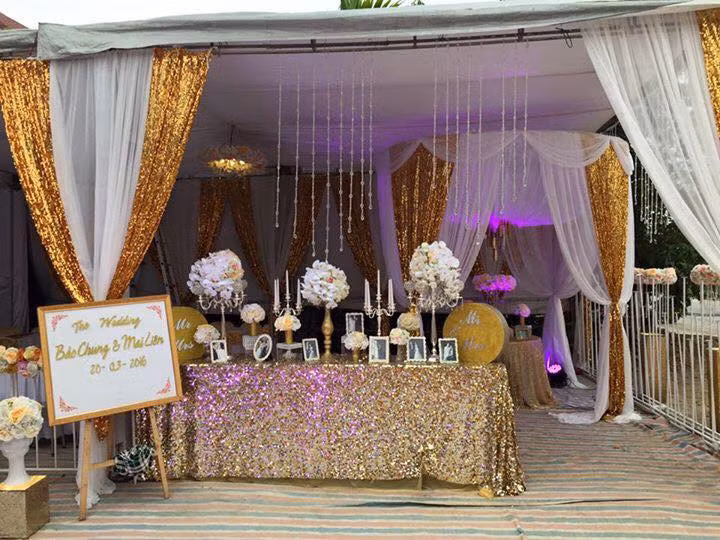 Hình ảnh không gian tiệc cưới lãng mạn, sang trọng của cặp đôi được Mai Liên đăng tải trên trang Facebook cá nhân nhận được nhiều lời khen ngợi của bạn bè. Ảnh: FBNV