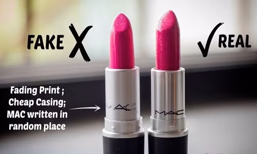 Quan sát bao bì sản phẩm, mỹ phẩm giả thường in ấn thương hiệu sản phẩm không rõ ràng, chữ nhỏ hoặc quá mập mờ. Phải nắm rõ sản phẩm mình định mua, sản phẩm nhái thường biến đổi một số chữ trên tên sản phẩm như: Lamcome thay vì Lancome; Kenzzo thay vì Kenzo...