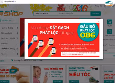Nhà mạng Viettel cũng cho biết, từ 5/3, gần 10.000 khách hàng đã đăng ký đặt giữ số thành công trong ngày đăng ký mua sim trên Website Shop Viettel. Ảnh chụp màn hình đăng ký mua sim đầu số phát lộc 086.