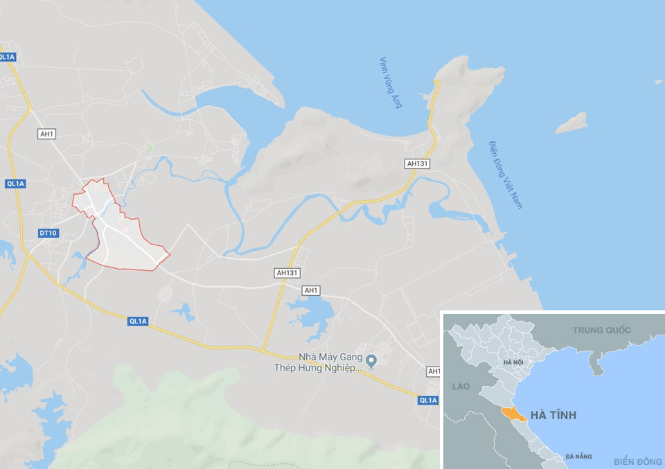 Thị xã Kỳ Anh (Hà Tĩnh, vòng đỏ). Ảnh: Google Maps.