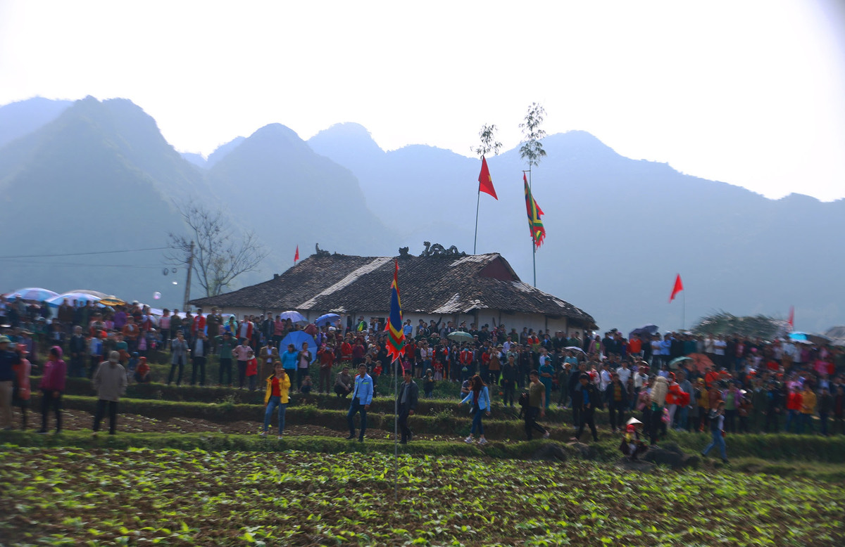 Rất đông người dân tới tham dự lễ hội "rước của quí khổng lồ".