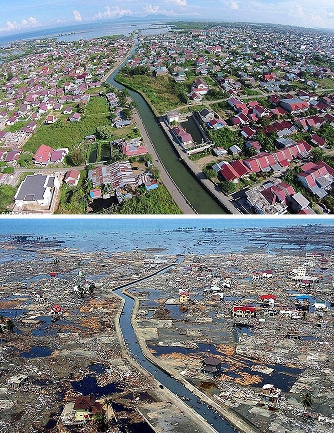  8. Trận động đất ở Ấn Độ Dương: Trận động đất này xảy ra ở Ấn Độ Dương gây ra sóng thần dữ dội nhất trên thế giới. Nước bao phủ bờ biển ở Indonesia, Sri Lanka, Nam Ấn Độ và Thái Lan. Sóng thần mạnh đến nỗi các cơn chấn động lan tới cả Cộng hòa Nam Phi.