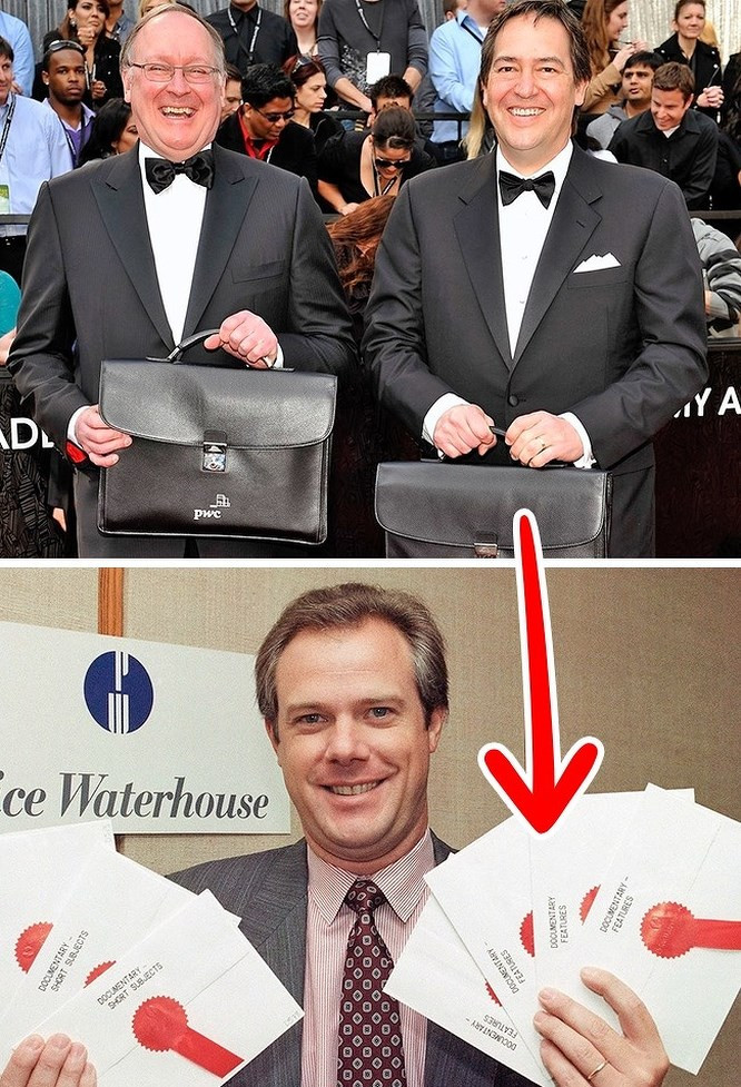  2. Tên người đoạt giải Oscar: Lễ trao giải thưởng điện ảnh Oscar là một trong những sự kiện danh giá và quan trọng nhất năm. Tuy nhiên số lượng người được ứng cử cho 24 giải thưởng của Oscar lại rất nhiều, vì vậy, tên những người thắng cuộc luôn là một câu hỏi lớn. Có rất nhiều chuyên gia và các tổ chức tham gia đội ngũ ban giám khảo của giải Oscar. Nhưng người biết được kết quả cuối cùng lại chỉ có 2 người, đó là Brad Oltmanns và Rick Rosas - những người chịu trách nhiệm kiểm phiếu thủ công sau đợt bình chọn của viện Hàn lâm. Tuy nhiên, Oltmanns và Rosas cũng chỉ biết kết quả trước khi lễ trao giải diễn ra 48 tiếng đồng hồ.