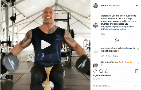 Bên cạnh các nội dung xoay quanh đời sống thường ngày, The Rock cũng dùng Instagram để quảng bá cho nhãn hiệu đồ uống có cồn mà mình làm chủ.