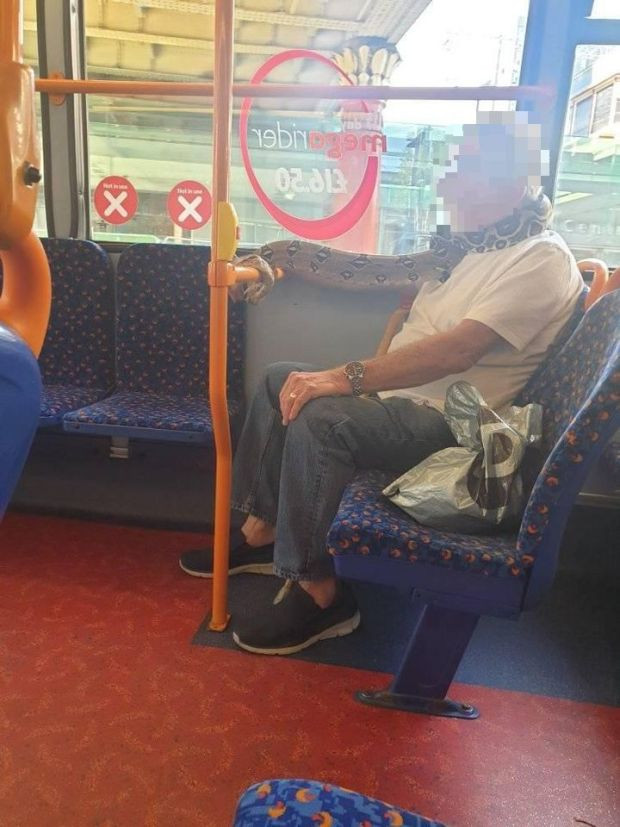 Người đàn ông đón chuyến xe bus từ Swinton đến Manchester thuộc thành phố Salford (Anh) đã khiến các hành khách đi cùng kinh ngạc bởi mang theo một con trăn khủng quấn quanh cổ.