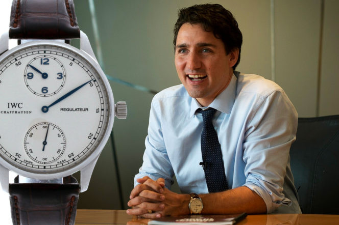 Đồng hồ bạc tỷ IWC Regulateur của Thủ tướng Canada được ông đeo ở nhiều sự kiện quan trọng, từ các chuyến thăm cấp nhà nước đến bế trẻ sơ sinh trong chiến dịch tranh cử.