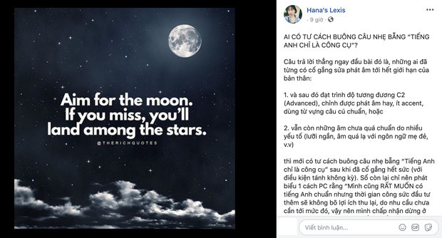 Ngay sau đó, Hana's Lexis cũng đăng tải tâm thư 2000 chữ để đáp trả lại. Thậm chí Hana còn tag cả Giang Ơi vào status, khiến cho fan của hai bên nổ ra cuộc chiến căng thẳng trên mạng xã hội.