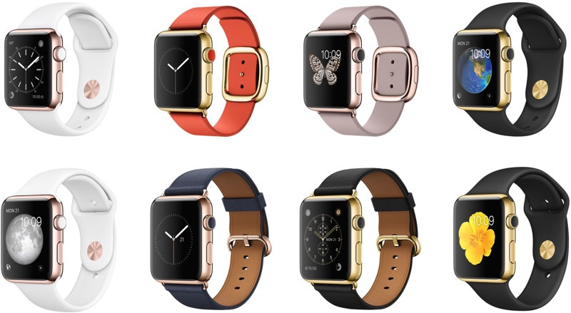 Các phiên bản màu sắc của Apple Watch Edition ra mắt năm 2015.