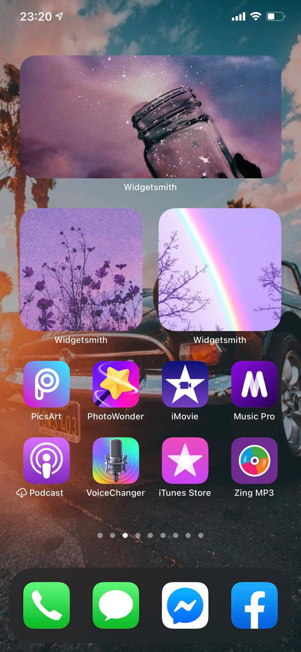 Từ Home Screen màu hồng "bánh bèo", tím lịm lung linh, cho đến thỏa sức tùy biến cả icon của ứng dụng vừa đẹp vừa ấn tượng.