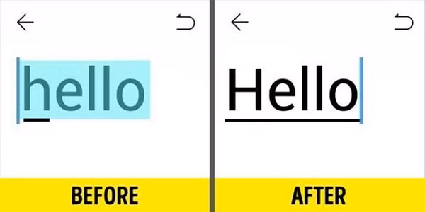 Khi quên viết hoa khi gõ trên điện thoại, thay vì viết lại toàn bộ từ thì bạn chỉ cần nhấn đúp vào từ được chọn và nhấn Shift.