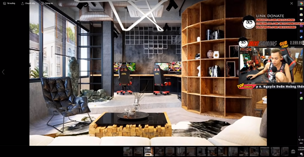 Căn phòng stream của Tộc trưởng mới là điểm gây ấn tượng nhất trong cả căn nhà. Độ Mixi cho biết anh thiết kế phòng này riêng một tầng để tránh ảnh hưởng tới các thành viên khác trong gia đình.