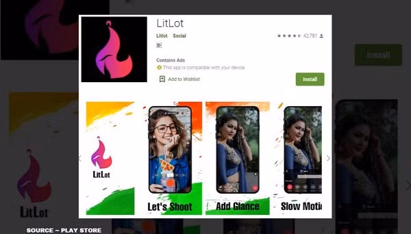 Ứng dụng video của Ấn Độ gây chú ý nhất ở thời điểm hiện tại là LitLot - sản phẩm mới của LitLot Social nhằm thay thế TikTok của Trung Quốc. Ứng dụng đã có hơn 1 triệu lượt tải xuống trên Google Play Store và nhận được nhiều lượt đánh giá 4-5 sao.