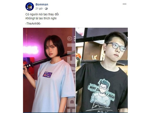 Cả cộng đồng game thủ từng xôn xao khi Bomman đã ''tiếp cận'' được Minh Nghi – kiều nữ của làng LMHT bằng phát ngôn cực kỳ gây sốc, lấy cảm hứng từ câu rap của Đen Vâu: ''Có người nói tôi thay đổi. Không, là tôi thích Nghi''.