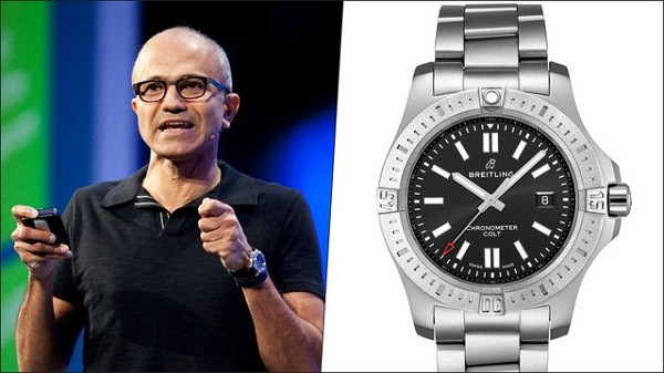 Tại một sự kiện công nghệ, ông Satya Nadella, CEO của Microsoft từng trên tay chiếc Breitling Colt Automatic trị giá 3.620 USD.
