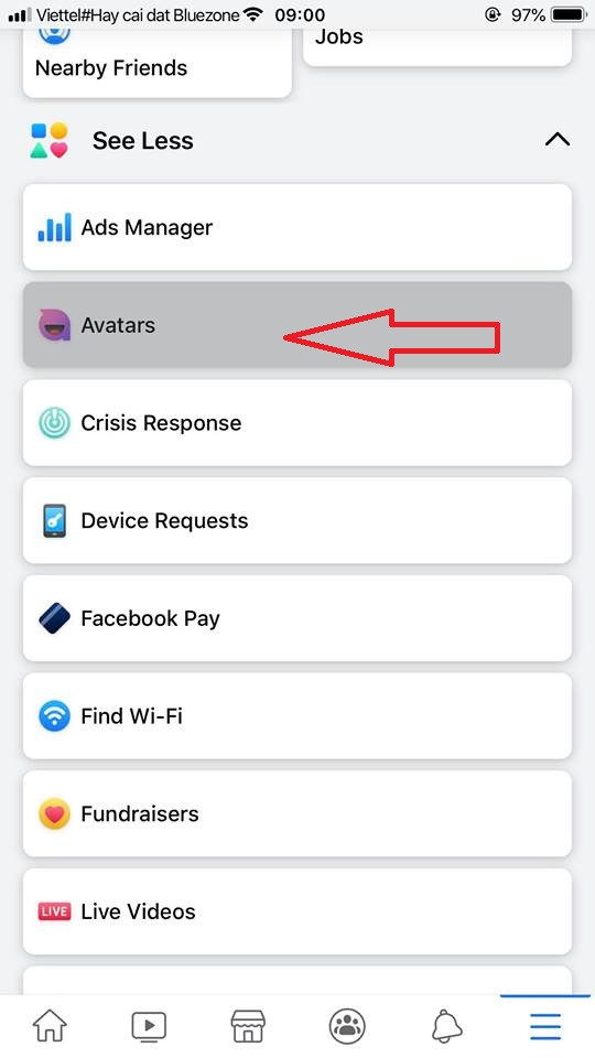 Chọn mục Avatar để bắt đầu tạo nên phiên bản hoạt hình của chính mình.