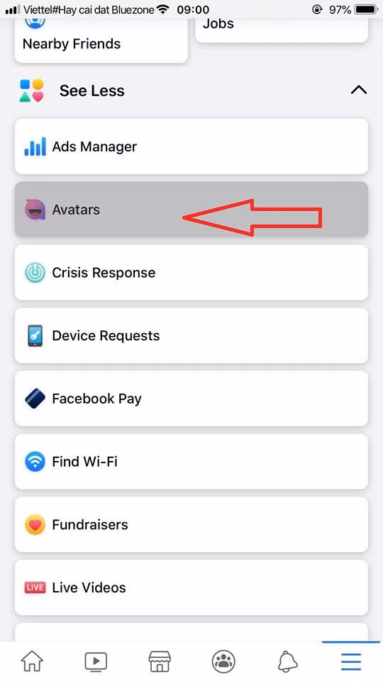 Chọn mục Avatar để bắt đầu tạo nên phiên bản hoạt hình của chính mình.