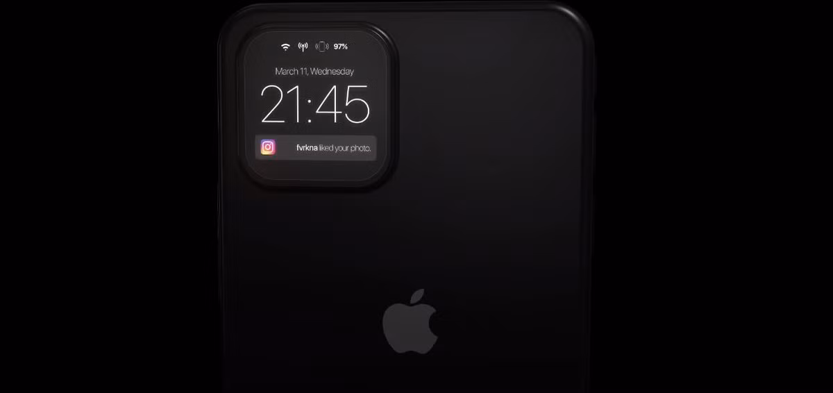 Với ý tưởng này, người dùng có thể nắm bắt được nhanh các thông tin trên iPhone ngay cả khi để úp màn hình điện thoại. Việc hiển thị thông tin trên một màn hình nhỏ hơn cũng có thể giúp iPhone tiết kiệm pin.