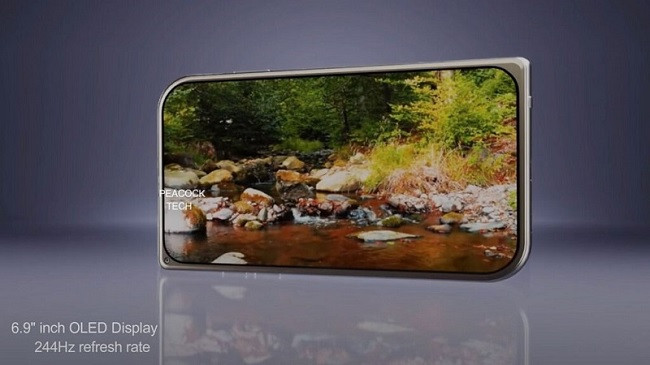 Smartphone 5G thiết kế chiếc lá đầu tiên trên thế giới có màn hình khá lớn với kích thước 6.9 inch và tốc độ làm mới 244 Hz. Điện thoại còn sở hữu cả máy quét vân tay ngay trong màn hình - công nghệ mà nhiều ''ông lớn'' đang hướng đến.