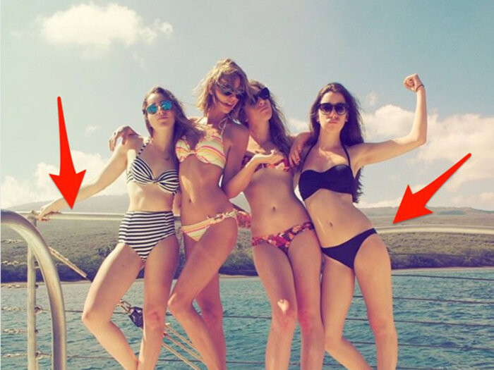 Bức ảnh khoe vòng eo thon thả của Taylor Swift từng thu hút được rất nhiều sự chú ý trên Instagram. Thế nhưng dân mạng đã nhanh chóng "soi" được chi tiết nhỏ ở đằng sau có phần không tự nhiên.