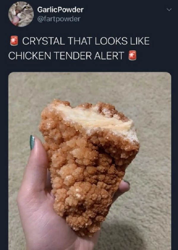 Amelia tình cờ tìm thấy một viên đá có hình thù giống hệt một miếng gà rán giòn rụm. Quá ngạc nhiên và thích thú, cô gái đăng ảnh lên Reddit và miếng gà rán đặc biệt này đã ''lừa'' được không ít cư dân mạng.