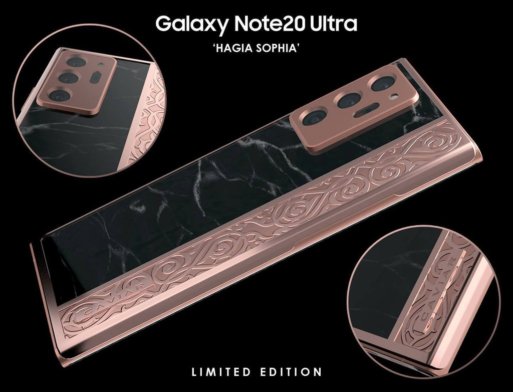 Phiên bản Galaxy Note20 Ultra Hagia Sophia được phủ một lớp đá cẩm thạch màu đen với giá bán lên tới 5.830 USD.