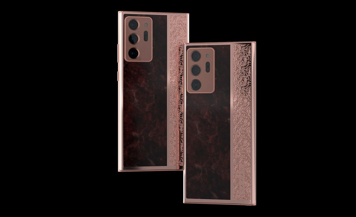 Theo đó, tất cả phiên bản Note20 Ultra này đều được thiết kế sang trọng với mặt lưng vàng hồng, chạm khắc đá cẩm thạch tinh tế.