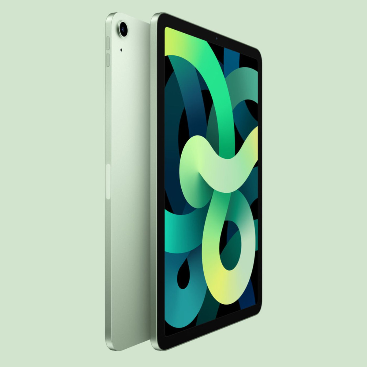 iPad Air mới được Apple ưu ái làm mới hoàn toàn về thiết kế, ''na ná'' iPad Pro. Nếu như iPad Air năm 2019 có viền màn hình trên và dưới khá dày cùng nút home kiêm Touch ID, iPad Air 2020 lại có màn hình 10,9 inch nhưng viền mỏng.