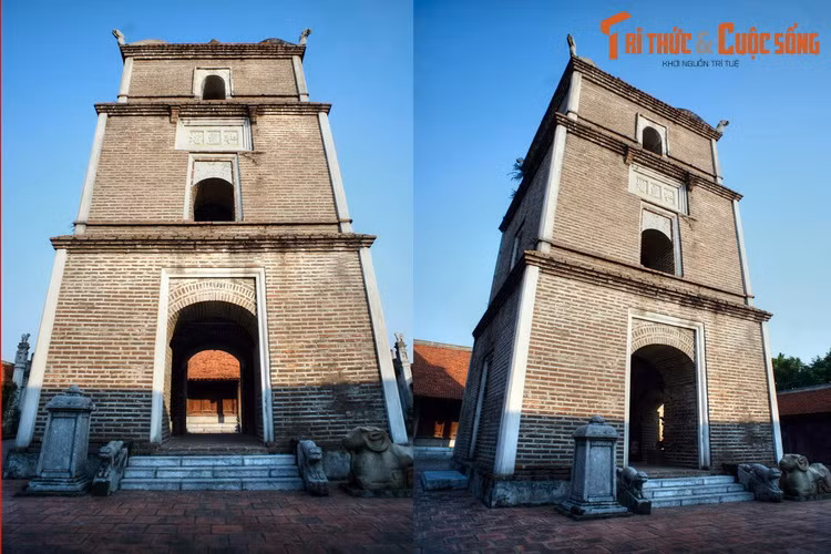 Chùa mang lối kiến trúc “nội công ngoại quốc” với bốn dãy nhà liên thông bao quanh ba ngôi nhà chính, gồm tiền điện, thiêu hương và thượng điện. Công trình ấn tượng nhất của chùa Dâu là tòa tháp Hòa Phong nằm ở khoảng sân sau tiền điện. Tháp xưa có 9 tầng, nay chỉ còn ba tầng dưới.