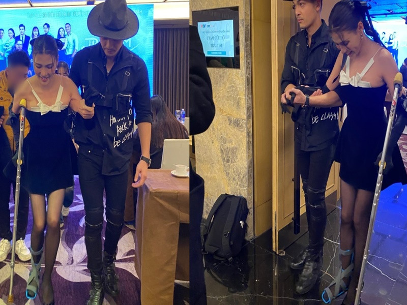 Vũ Tuấn Việt cũng ga lăng với bạn diễn. Ảnh: Người Đưa Tin.